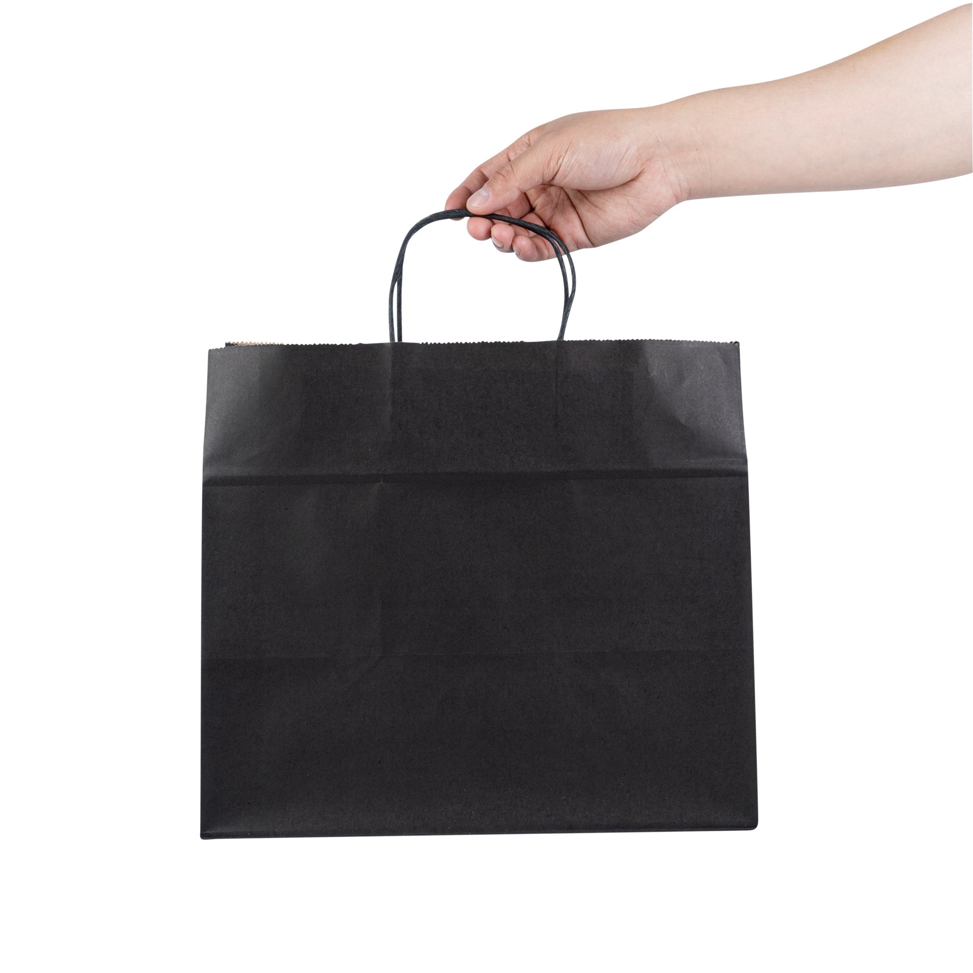 Saving Nature Black Paper Retail Bag - with Handles - 12 1/2" x 8 1/4" x 11 1/4" - 100 count box