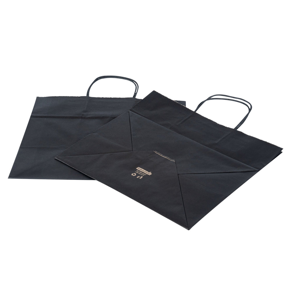 Saving Nature Black Paper Retail Bag - with Handles - 12 1/2" x 8 1/4" x 11 1/4" - 100 count box