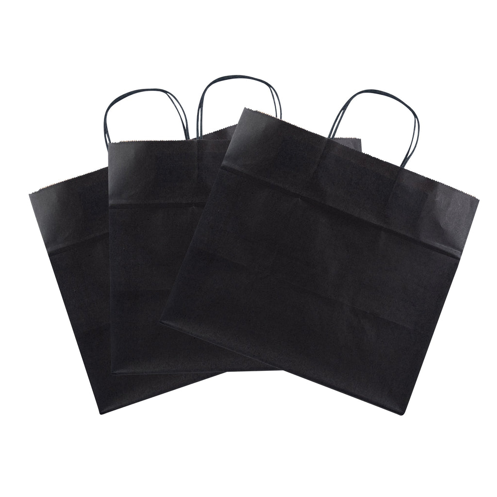 Saving Nature Black Paper Retail Bag - with Handles - 12 1/2" x 8 1/4" x 11 1/4" - 100 count box