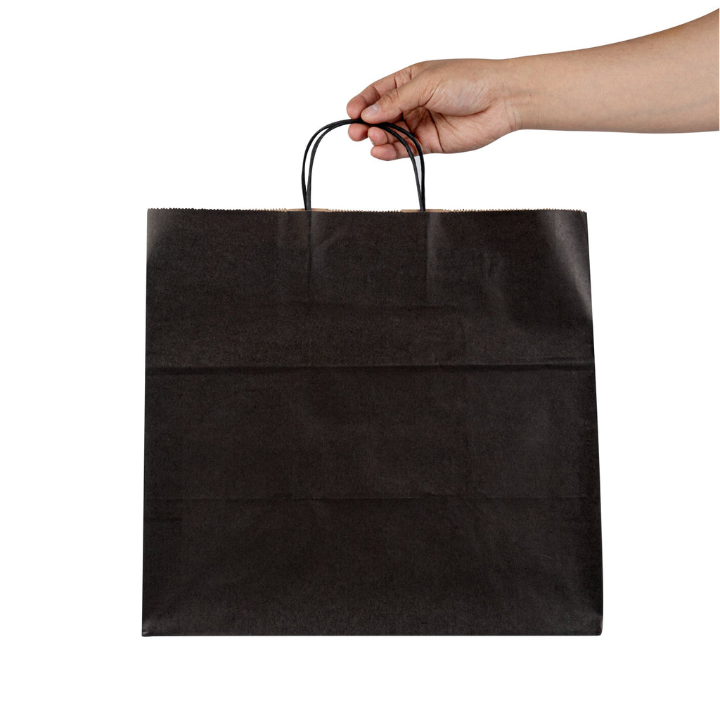 Saving Nature Black Paper Retail Bag - with Handles - 14 1/4" x 8 1/4" x 13 1/4" - 100 count box
