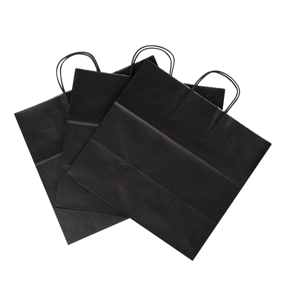 Saving Nature Black Paper Retail Bag - with Handles - 14 1/4" x 8 1/4" x 13 1/4" - 100 count box