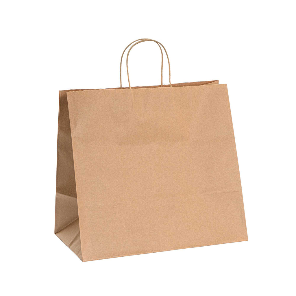 Saving Nature Kraft Paper Retail Bag - with Handles - 14 1/4" x 8 1/4" x 13 1/4" - 100 count box