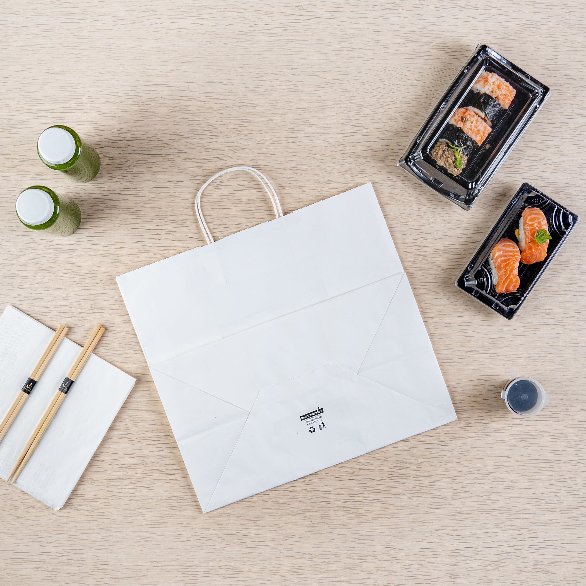 Saving Nature White Paper Retail Bag - with Handles - 14 1/4" x 8 1/4" x 13 1/4" - 100 count box