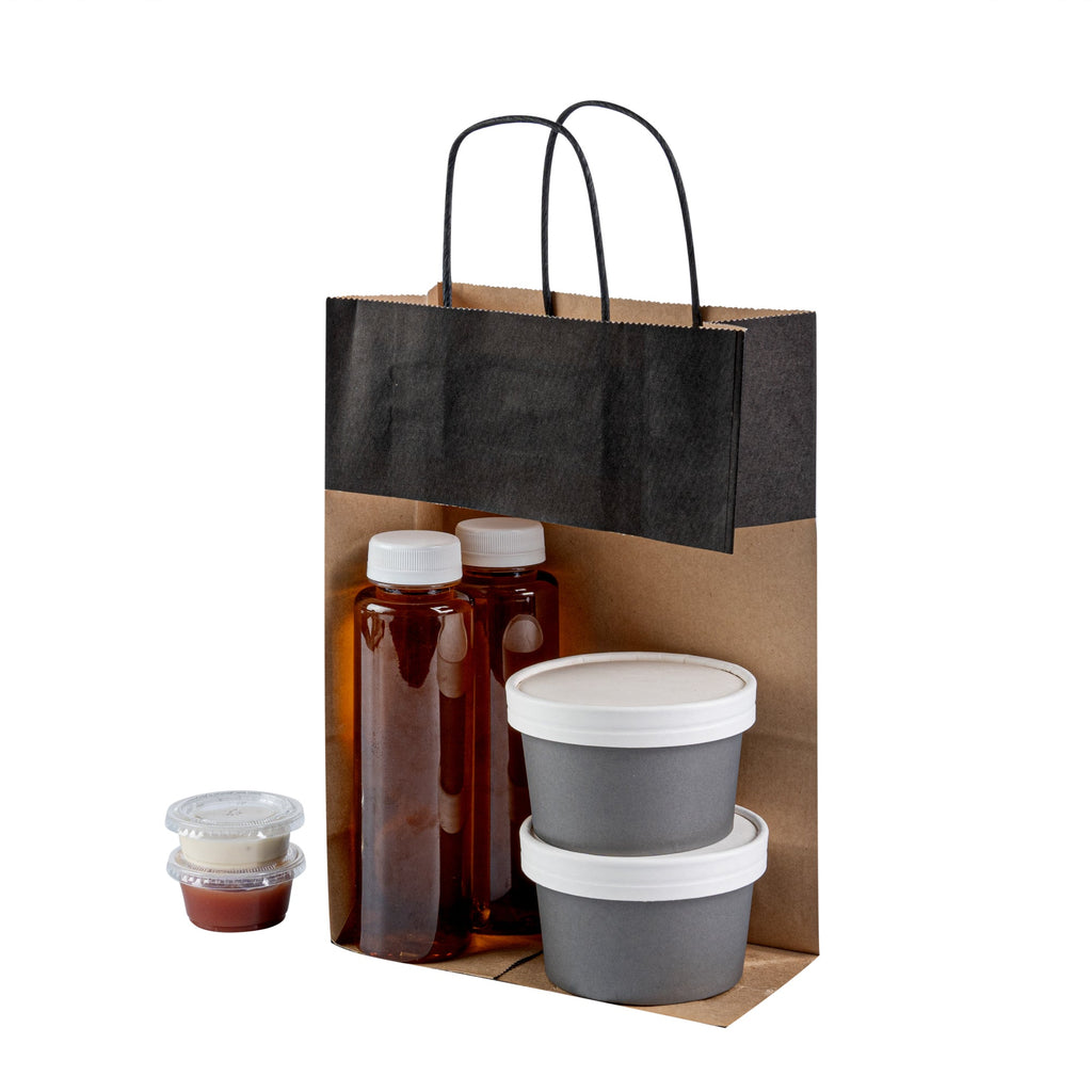 Saving Nature Black Paper Retail Bag - with Handles - 7 3/4" x 4" x 11 1/2" - 100 count box