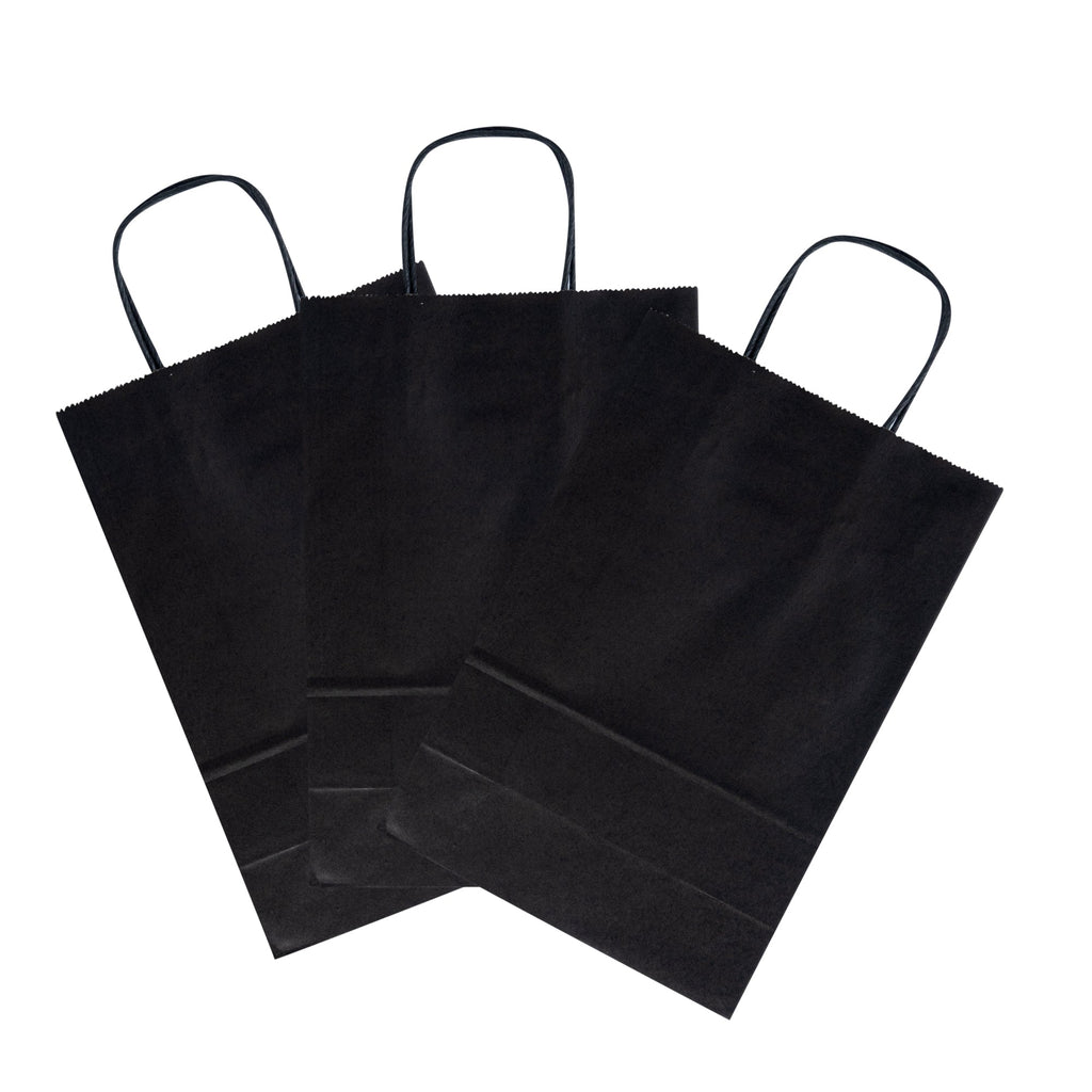Saving Nature Black Paper Retail Bag - with Handles - 7 3/4" x 4" x 11 1/2" - 100 count box