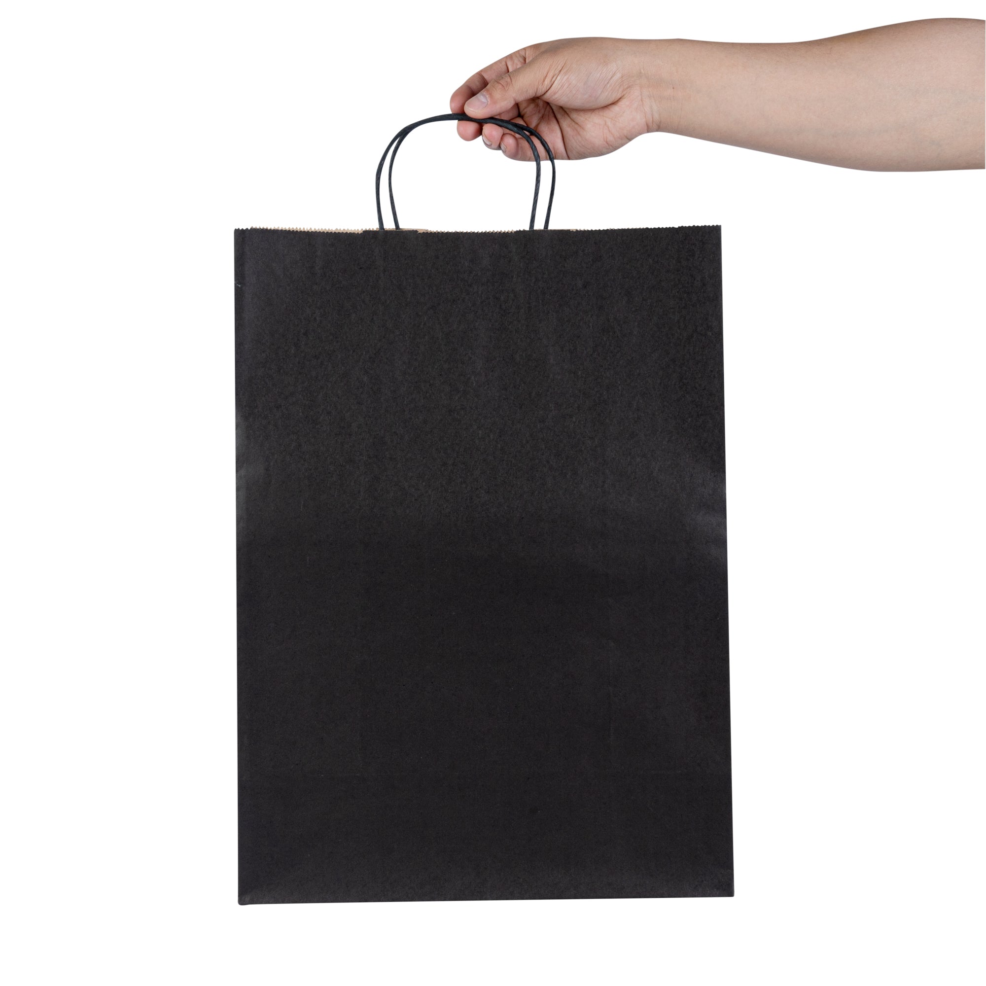 Saving Nature Black Paper Retail Bag - with Handles - 12 1/2" x 6 1/4" x 17" - 100 count box