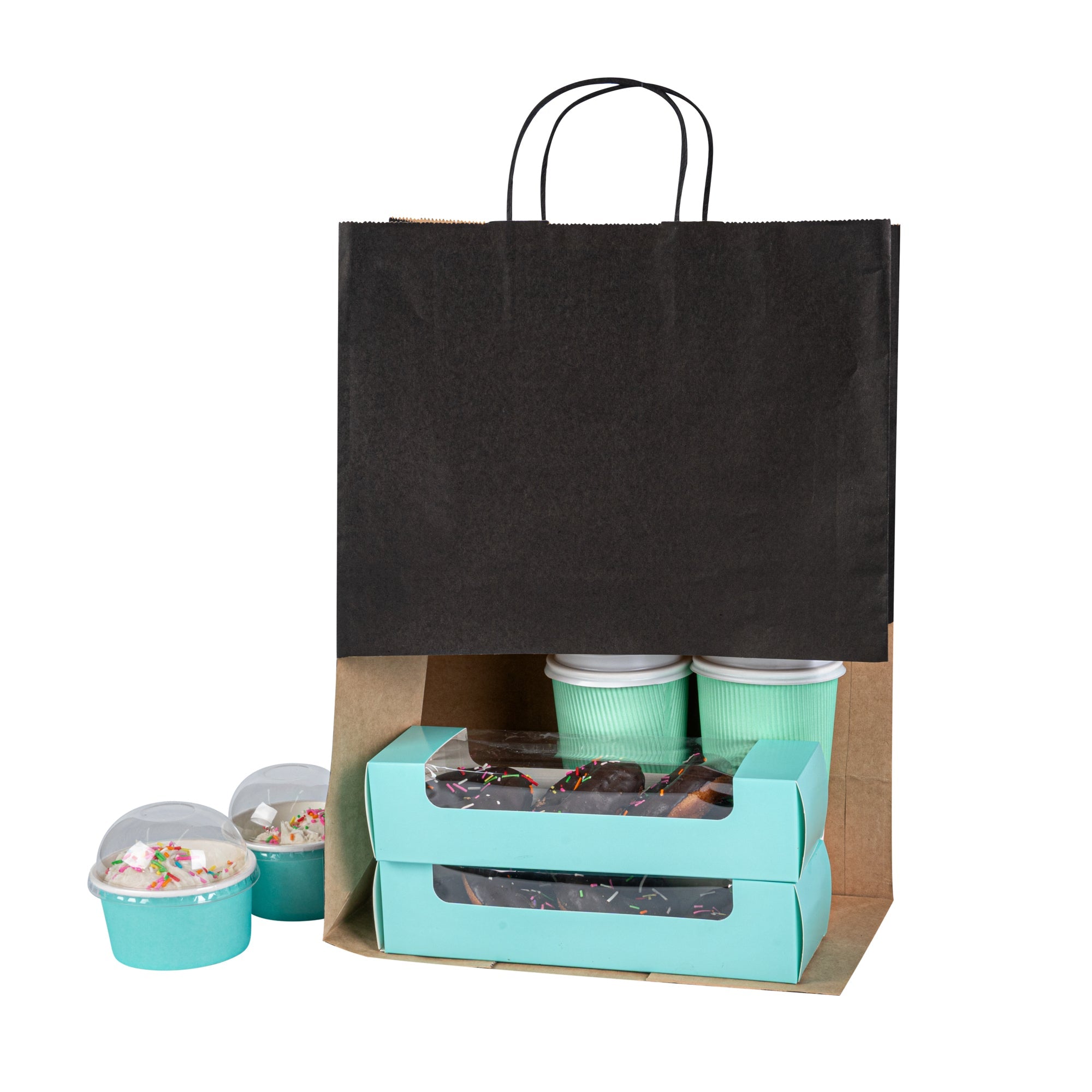 Saving Nature Black Paper Retail Bag - with Handles - 12 1/2" x 6 1/4" x 17" - 100 count box