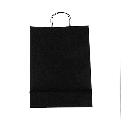 Saving Nature Black Paper Retail Bag - with Handles - 12 1/2" x 6 1/4" x 17" - 100 count box