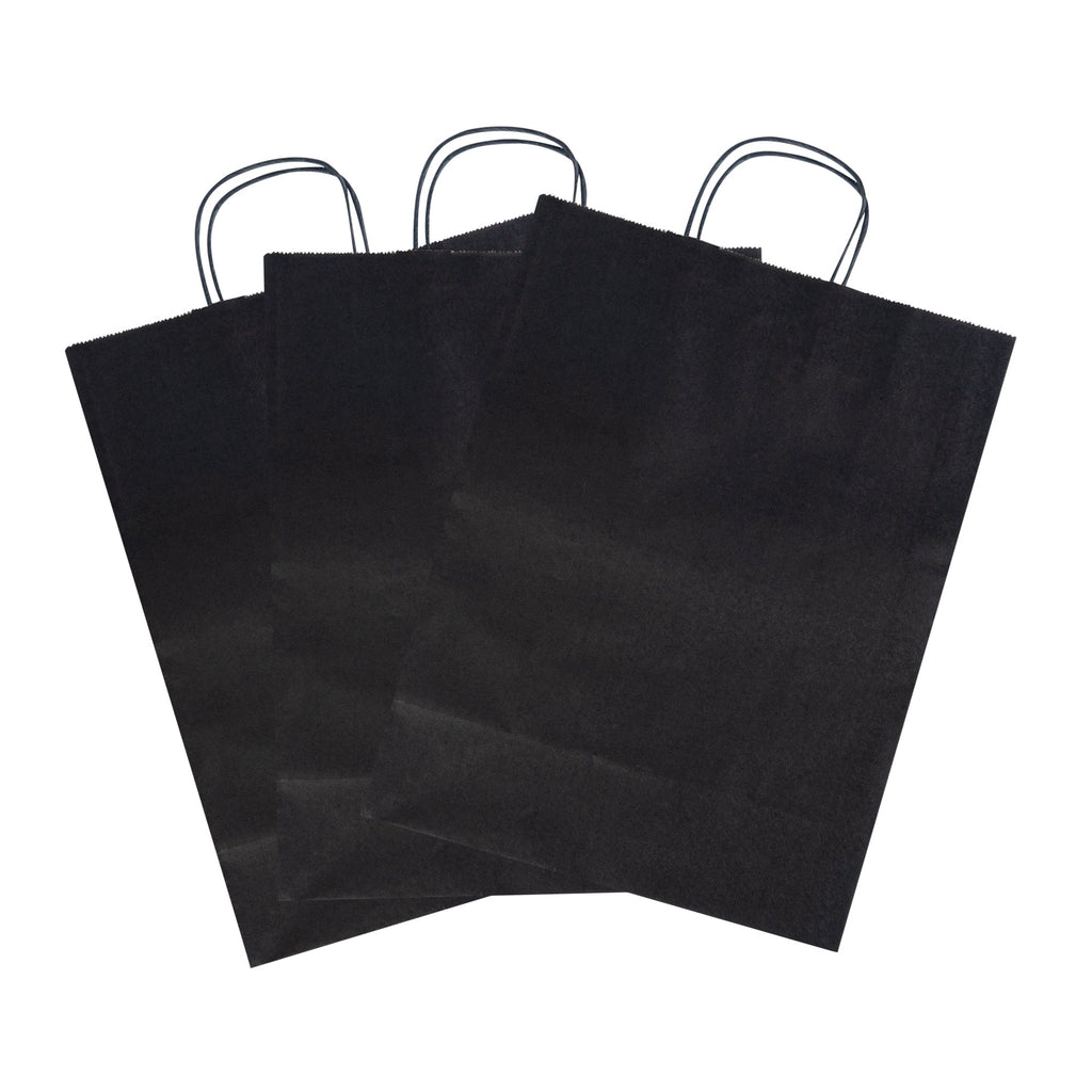 Saving Nature Black Paper Retail Bag - with Handles - 12 1/2" x 6 1/4" x 17" - 100 count box
