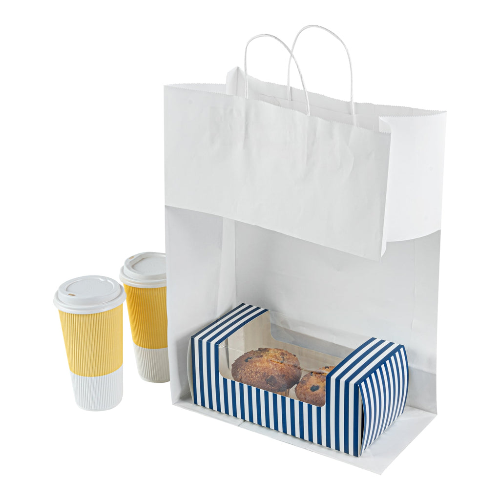 Saving Nature White Paper Retail Bag - with Handles - 12 1/2" x 6 1/4" x 17" - 100 count box
