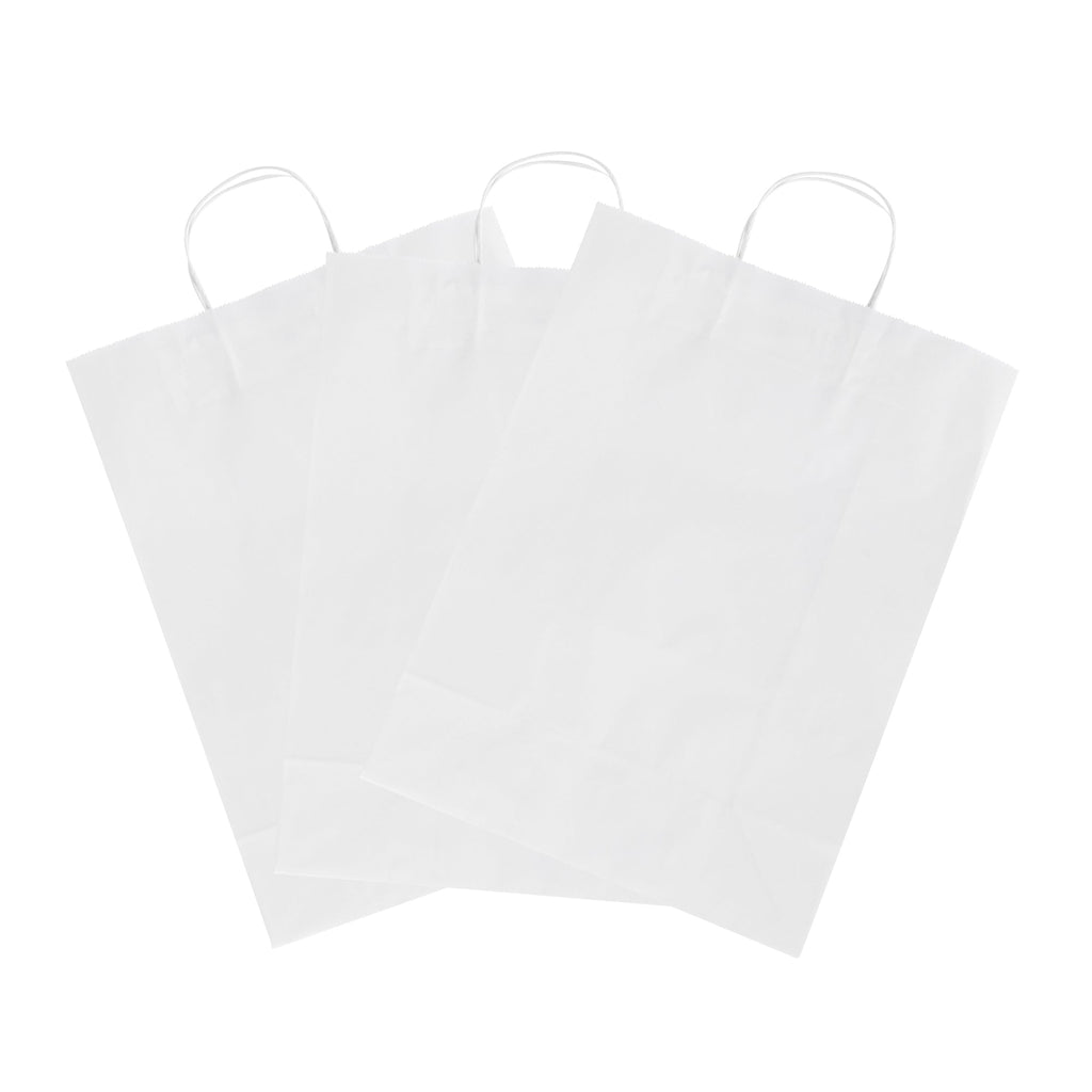 Saving Nature White Paper Retail Bag - with Handles - 12 1/2" x 6 1/4" x 17" - 100 count box