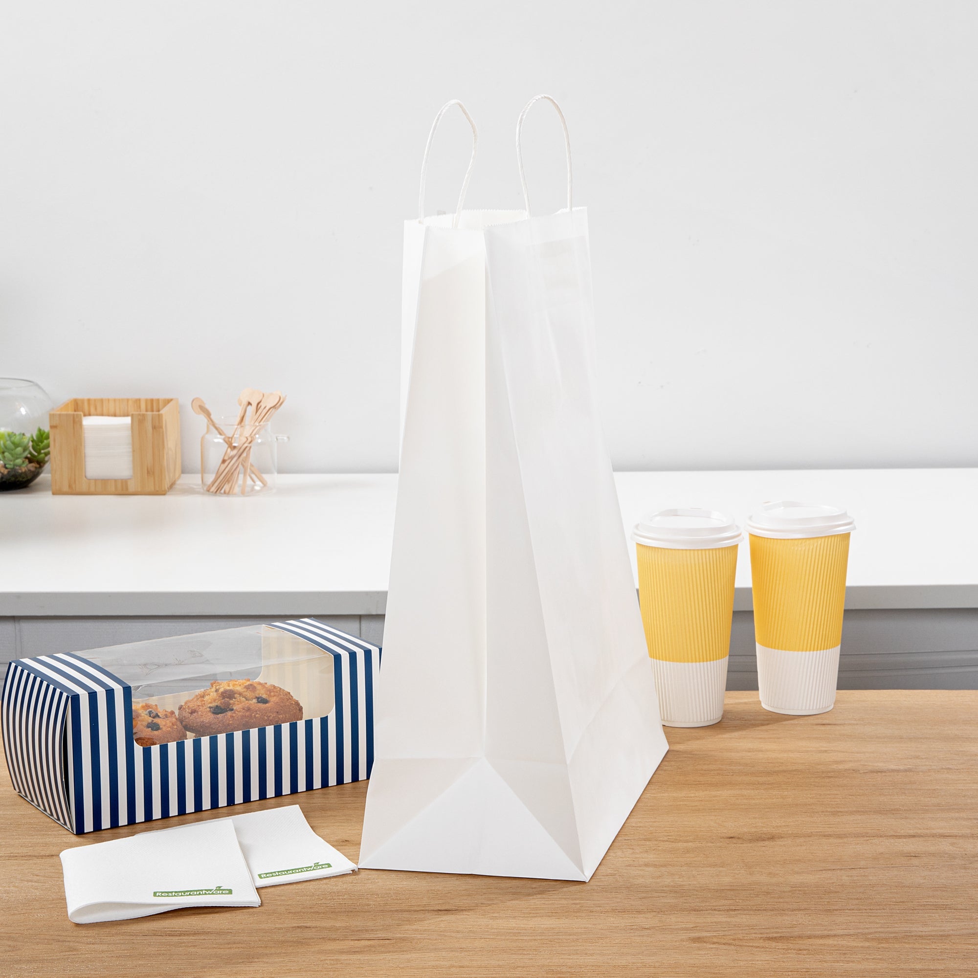 Saving Nature White Paper Retail Bag - with Handles - 12 1/2" x 6 1/4" x 17" - 100 count box