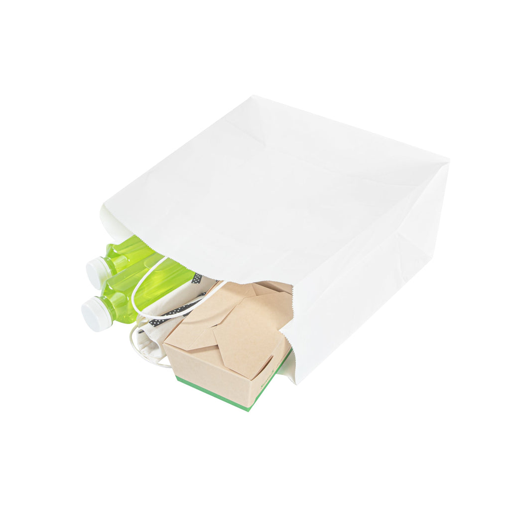 Saving Nature White Paper Retail Bag - with Handles - 12 1/2" x 6 1/4" x 12 1/4" - 100 count box