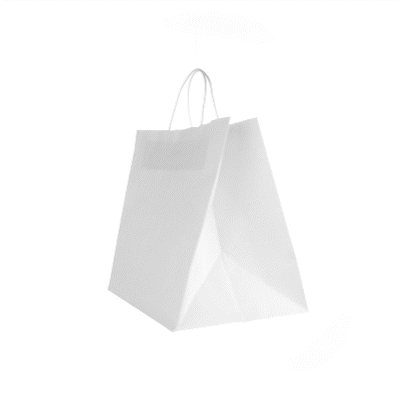 Saving Nature White Paper Retail Bag - with Handles - 12 1/2" x 6 1/4" x 12 1/4" - 100 count box