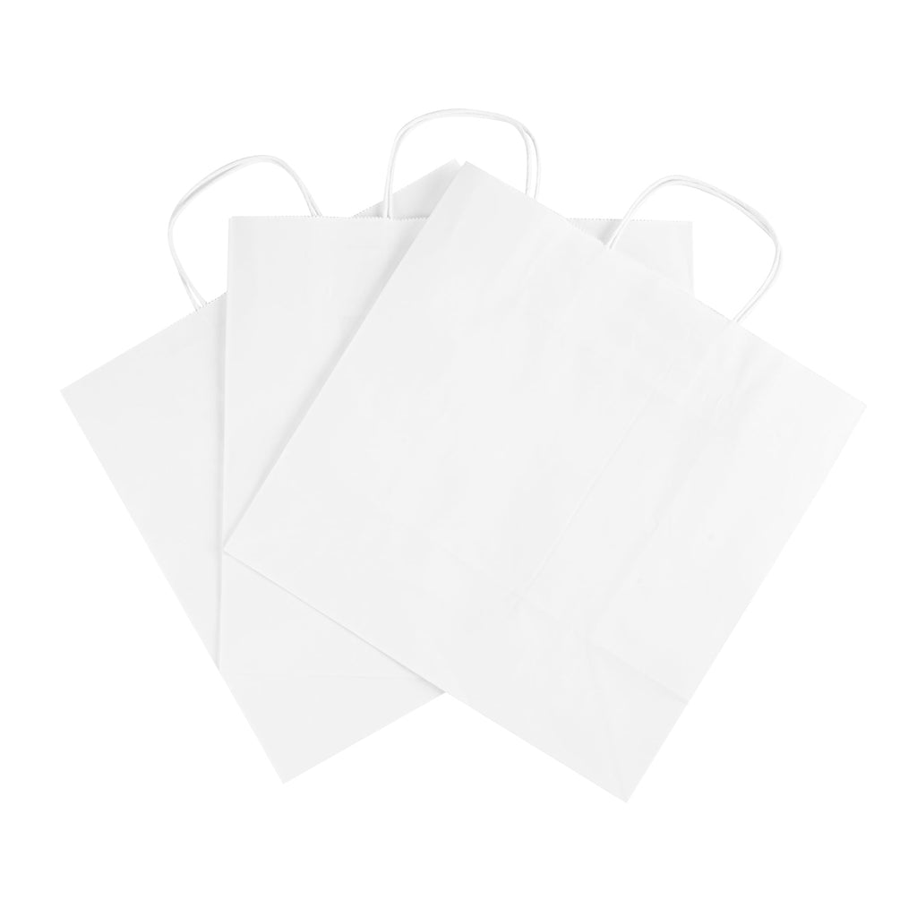 Saving Nature White Paper Retail Bag - with Handles - 12 1/2" x 6 1/4" x 12 1/4" - 100 count box
