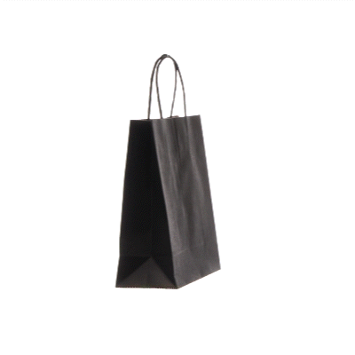 Saving Nature Black Paper Retail Bag - with Handles - 7" x 3 1/4" x 8 1/2" - 100 count box