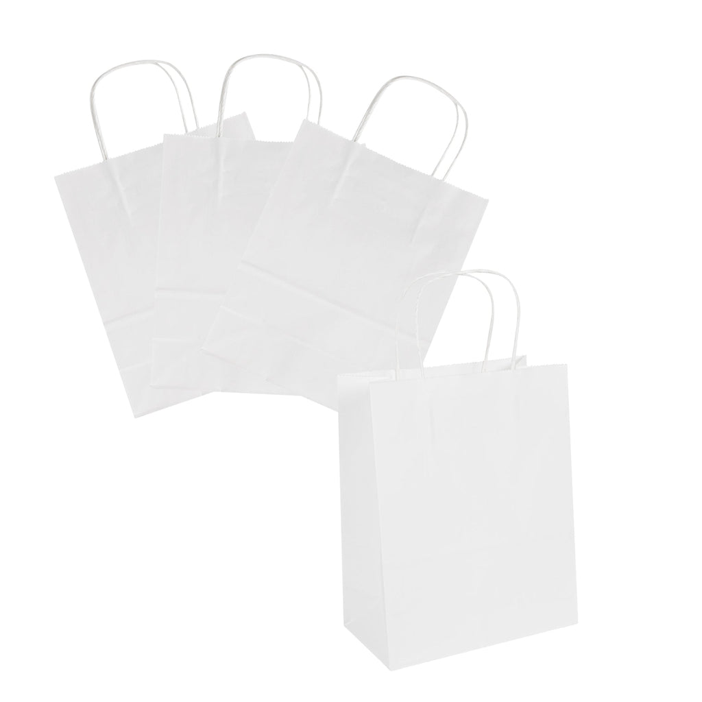 Saving Nature White Paper Retail Bag - with Handles - 7" x 3 1/4" x 8 1/2" - 100 count box