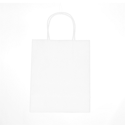 Saving Nature White Paper Retail Bag - with Handles - 7" x 3 1/4" x 8 1/2" - 100 count box