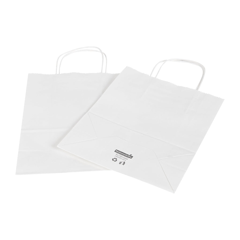 Saving Nature White Paper Retail Bag - with Handles - 7" x 3 1/4" x 8 1/2" - 100 count box