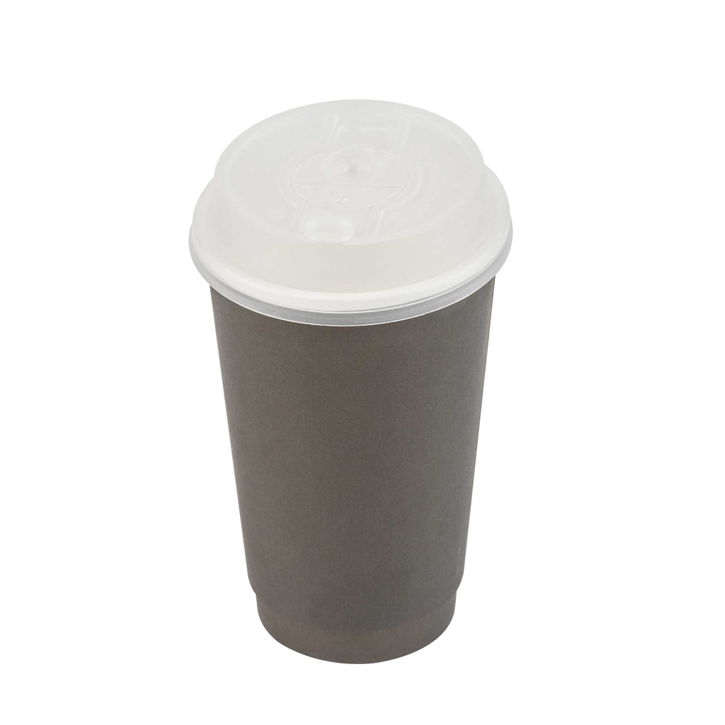 Restpresso Clear Plastic 2-in-1 Straw or Sippy Coffee Cup Lid - with Detachable Double Plug, Fits 8, 12, 16 and 20 oz - 25 count box