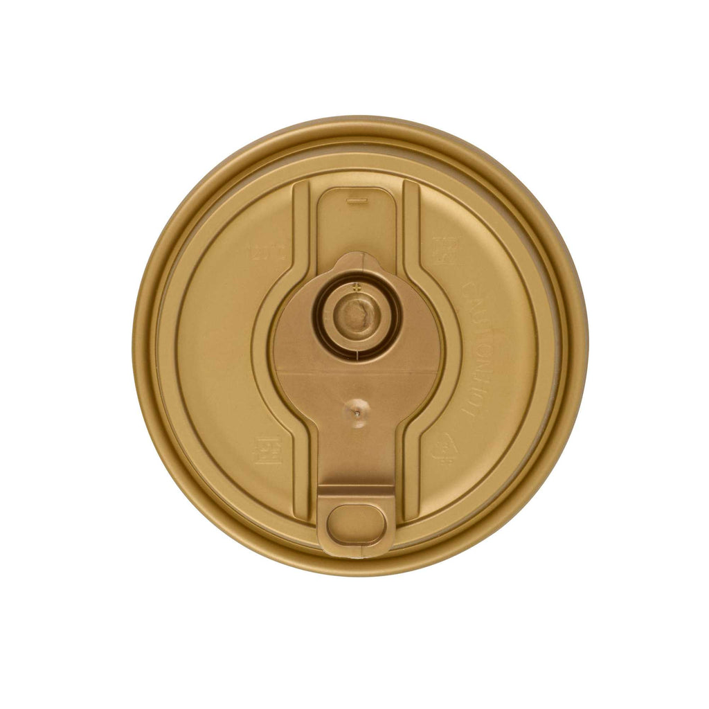 Restpresso Gold Plastic 2-in-1 Straw or Sippy Coffee Cup Lid - with Detachable Double Plug, Fits 8, 12, 16 and 20 oz - 25 count box