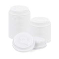 Restpresso White Plastic 2-in-1 Straw or Sippy Coffee Cup Lid - with Detachable Double Plug, Fits 8, 12, 16 and 20 oz - 500 count box