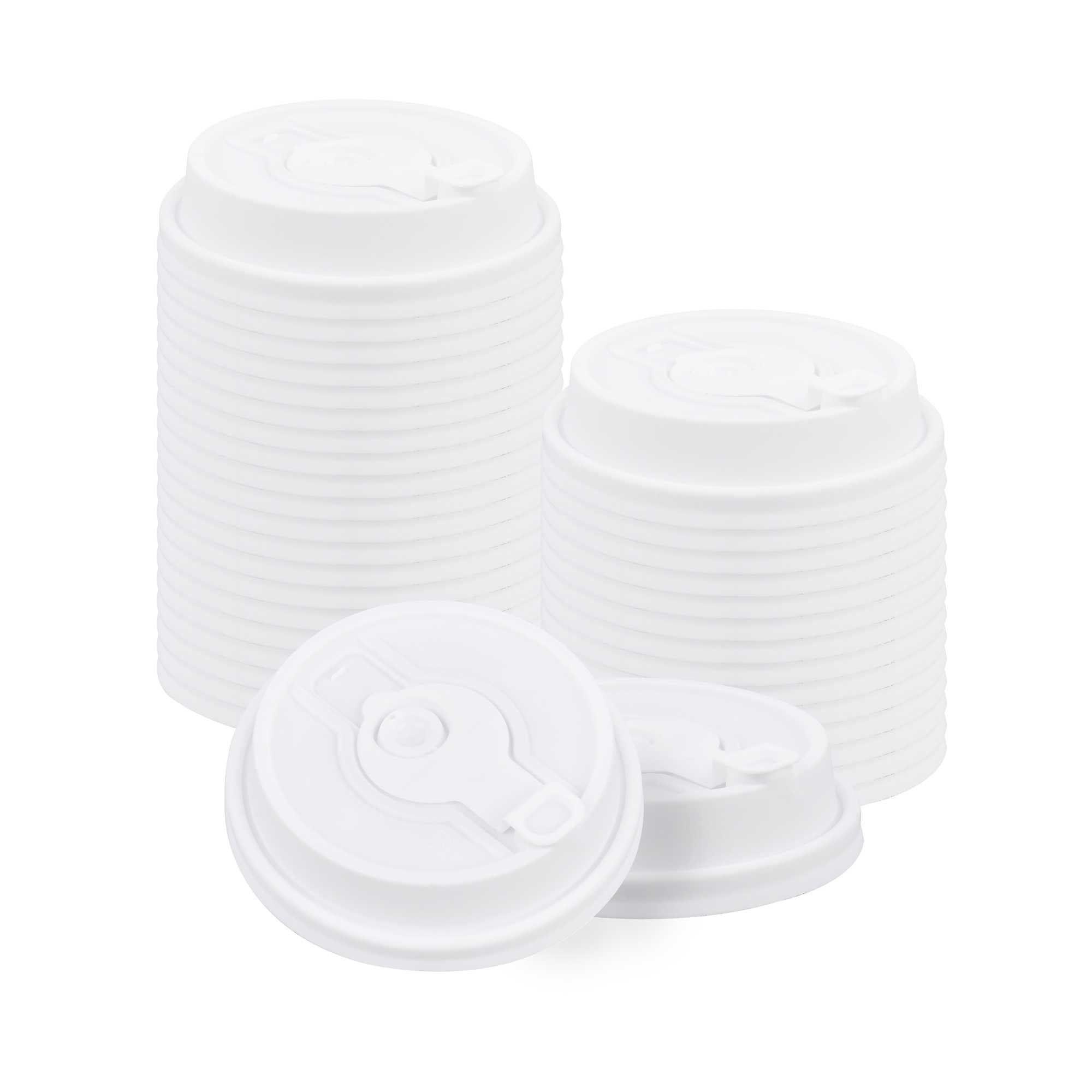 Restpresso White Plastic 2-in-1 Straw or Sippy Coffee Cup Lid - with Detachable Double Plug, Fits 8, 12, 16 and 20 oz - 500 count box