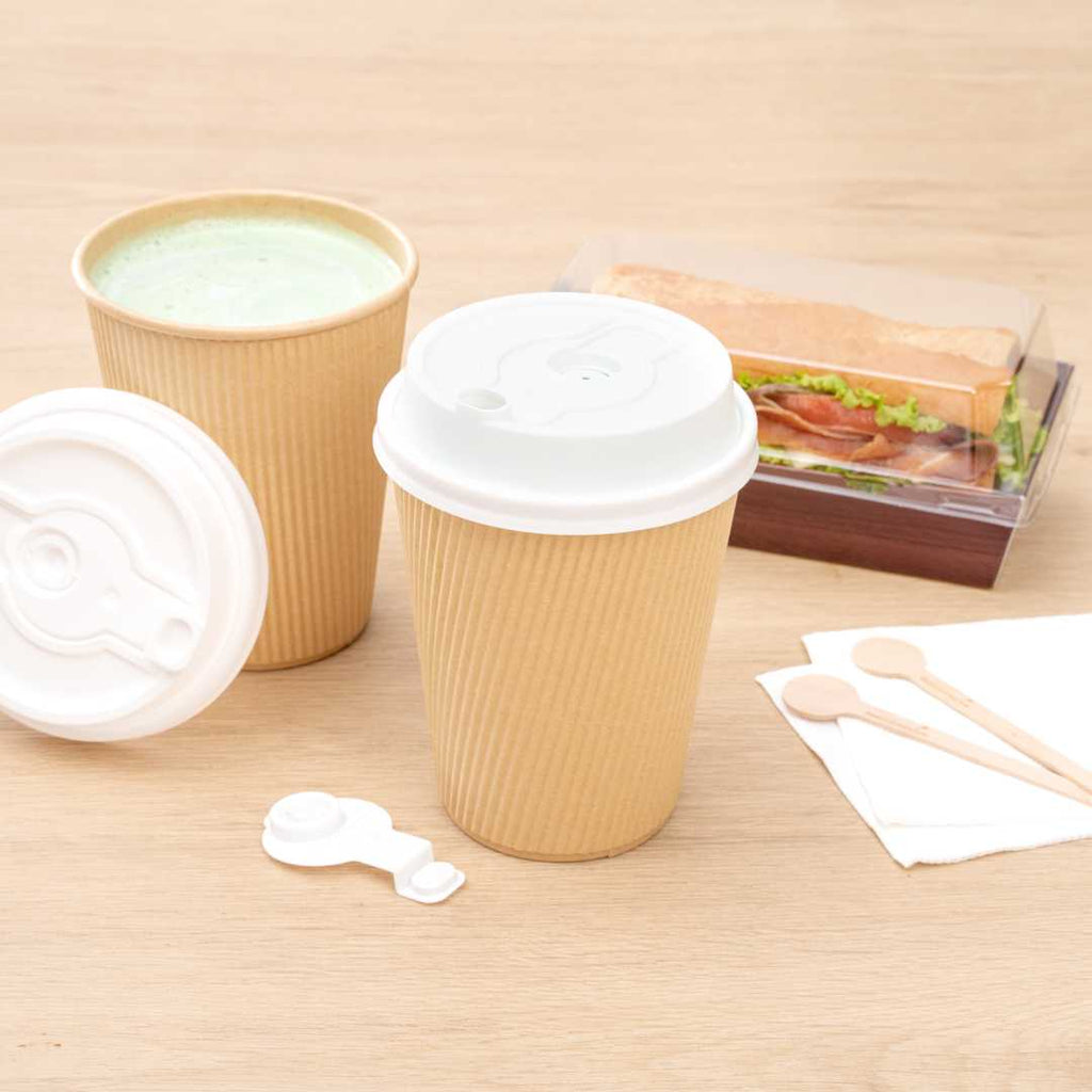 Restpresso White Plastic 2-in-1 Straw or Sippy Coffee Cup Lid - with Detachable Double Plug, Fits 8, 12, 16 and 20 oz - 25 count box