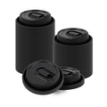 Restpresso Black Plastic Coffee Cup Lid - with Detachable Plug, Fits 8, 12, 16 and 20 oz - 25 count box