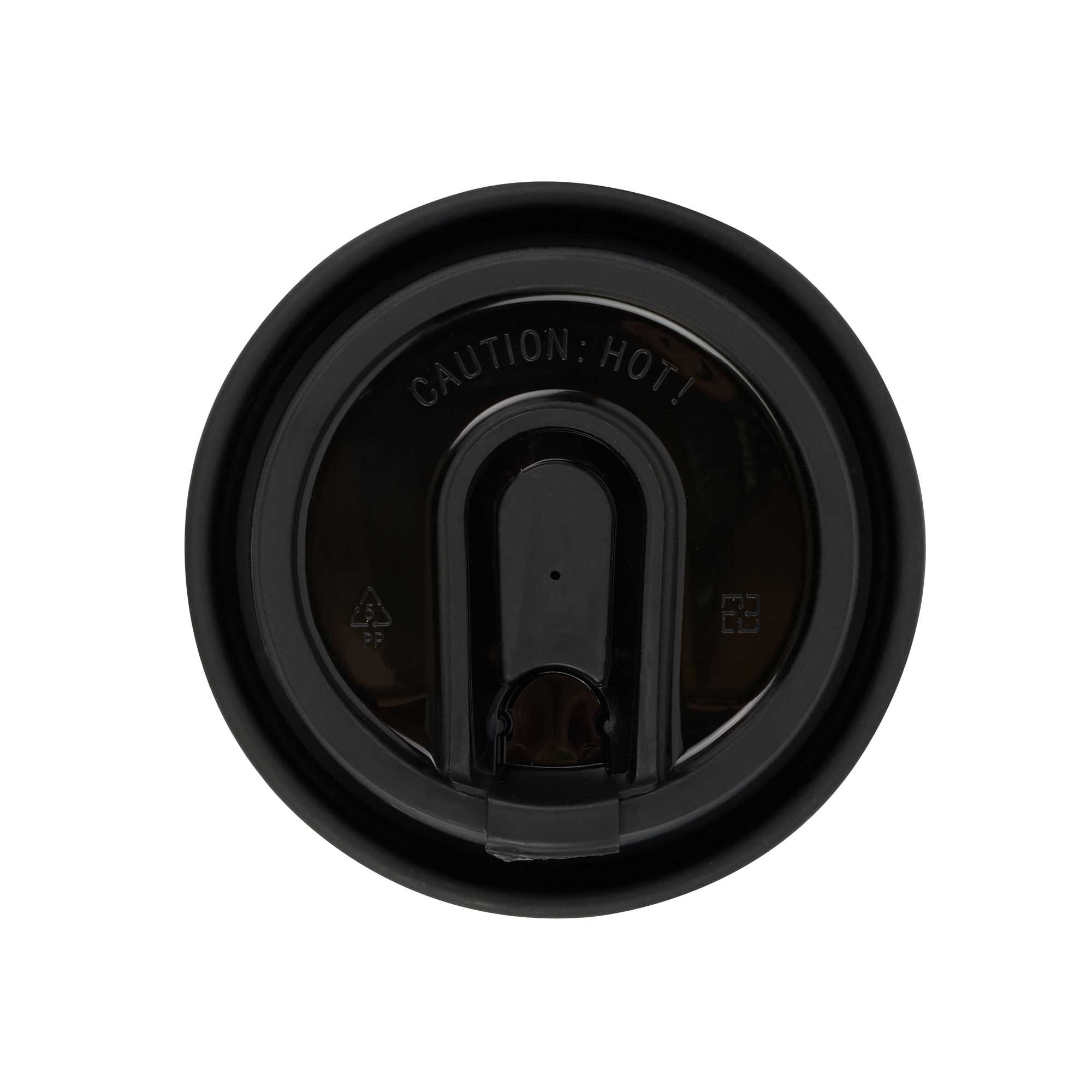 Restpresso Black Plastic Coffee Cup Lid - with Detachable Plug, Fits 8, 12, 16 and 20 oz - 25 count box