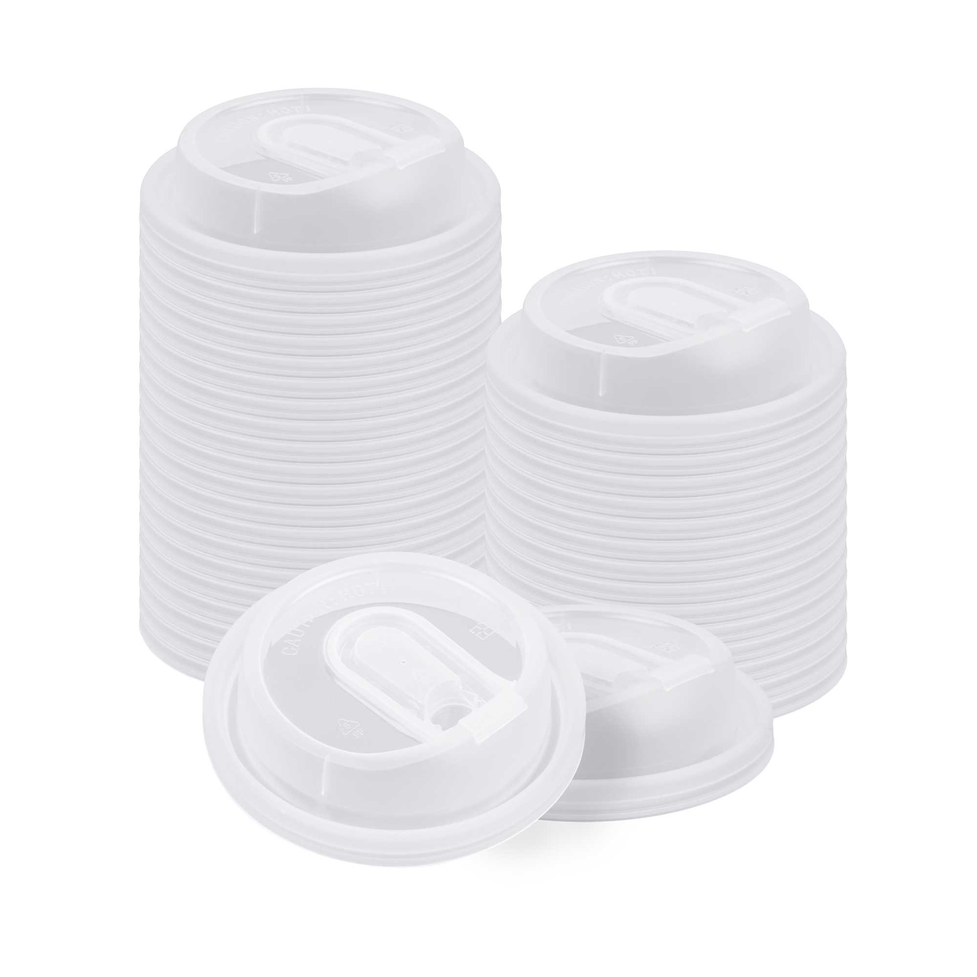 Restpresso Clear Plastic Coffee Cup Lid - with Detachable Plug, Fits 8, 12, 16 and 20 oz - 500 count box