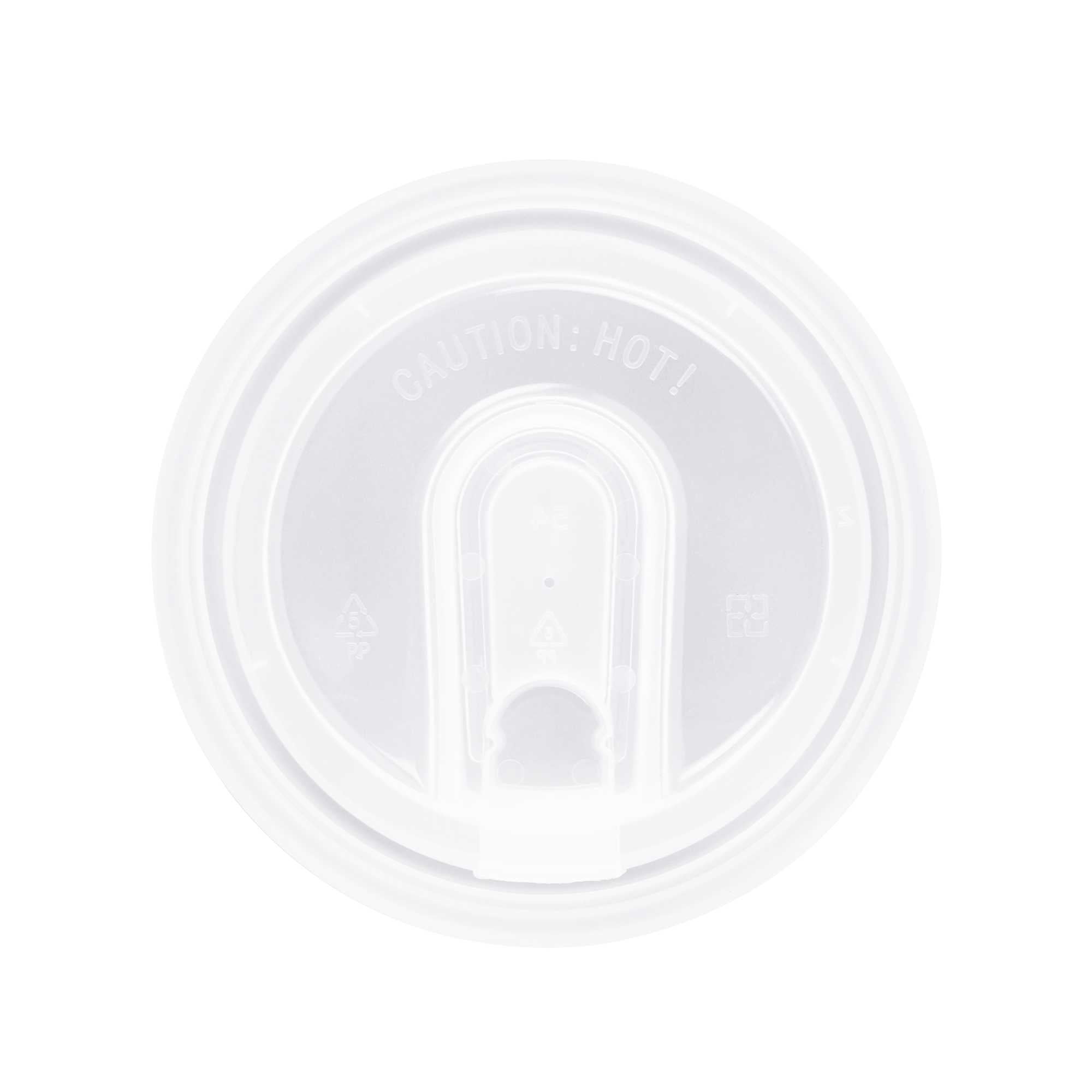 Restpresso Clear Plastic Coffee Cup Lid - with Detachable Plug, Fits 8, 12, 16 and 20 oz - 25 count box
