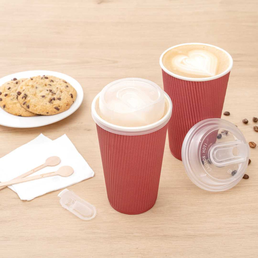 Restpresso Clear Plastic Coffee Cup Lid - with Detachable Plug, Fits 8, 12, 16 and 20 oz - 500 count box