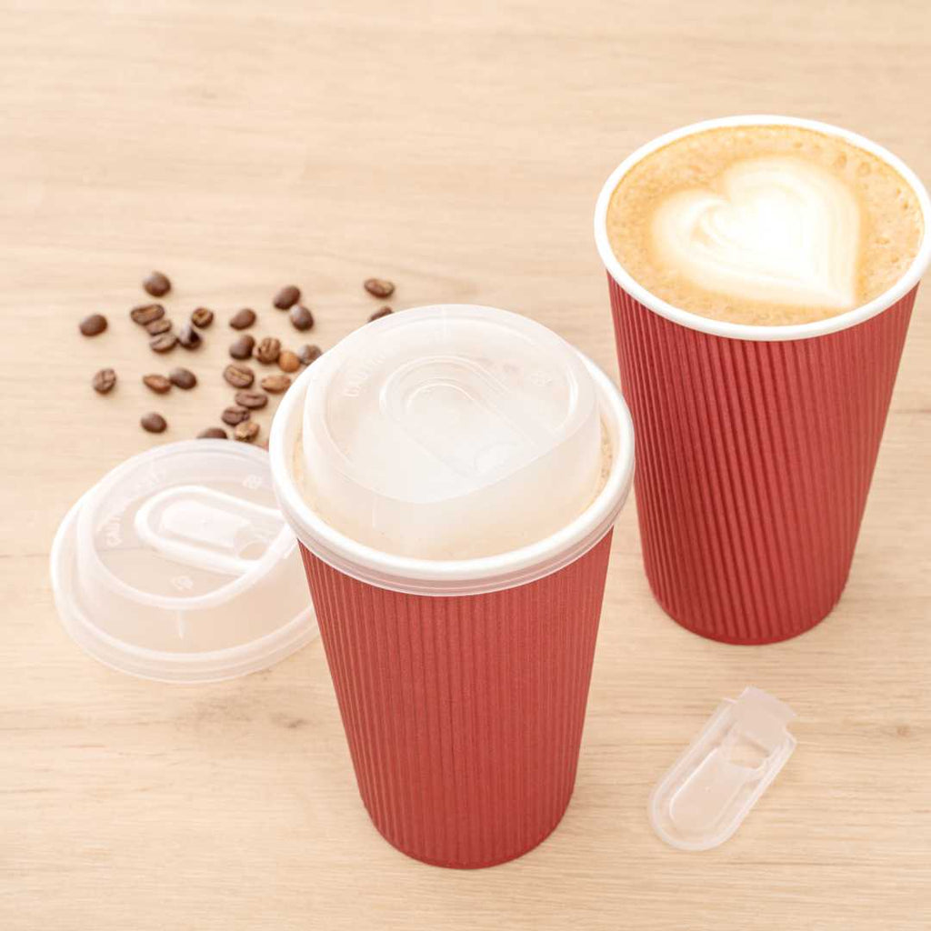 Restpresso Clear Plastic Coffee Cup Lid - with Detachable Plug, Fits 8, 12, 16 and 20 oz - 500 count box
