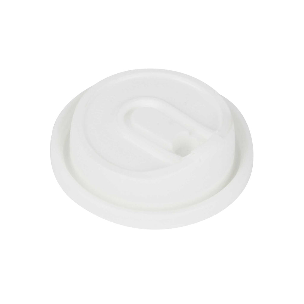 Restpresso White Plastic Coffee Cup Lid - with Detachable Plug, Fits 8, 12, 16 and 20 oz - 25 count box