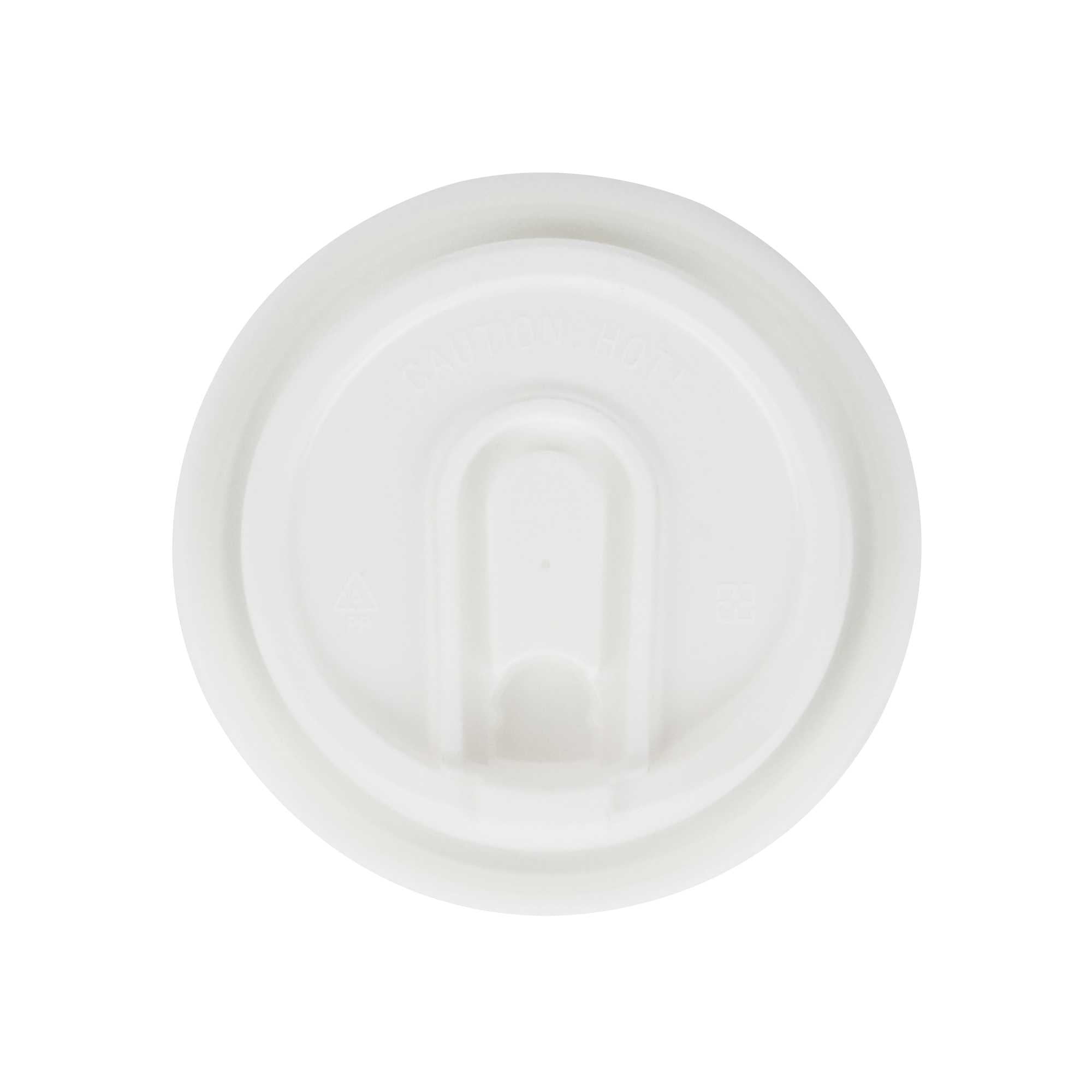 Restpresso White Plastic Coffee Cup Lid - with Detachable Plug, Fits 8, 12, 16 and 20 oz - 25 count box