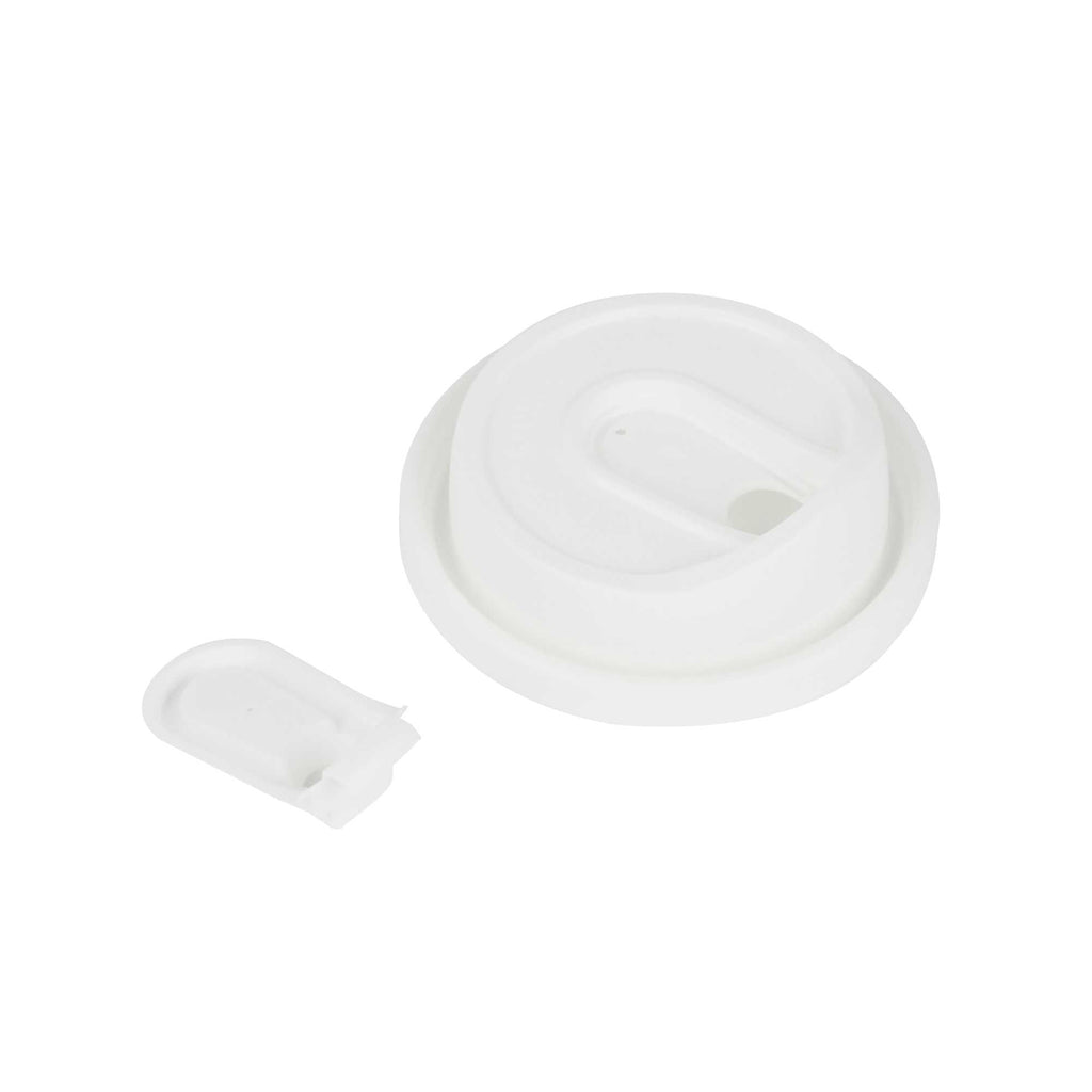 Restpresso White Plastic Coffee Cup Lid - with Detachable Plug, Fits 8, 12, 16 and 20 oz - 25 count box