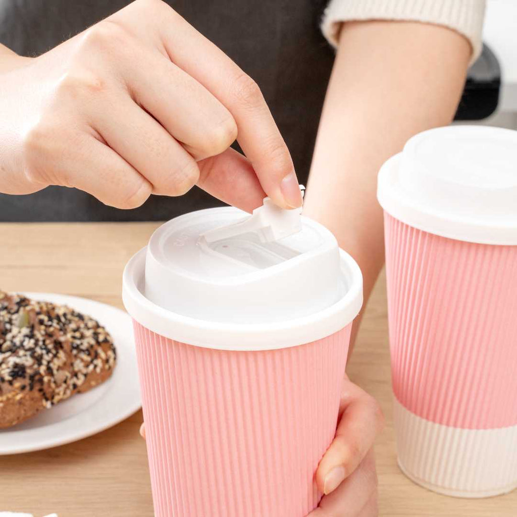 Restpresso White Plastic Coffee Cup Lid - with Detachable Plug, Fits 8, 12, 16 and 20 oz - 500 count box