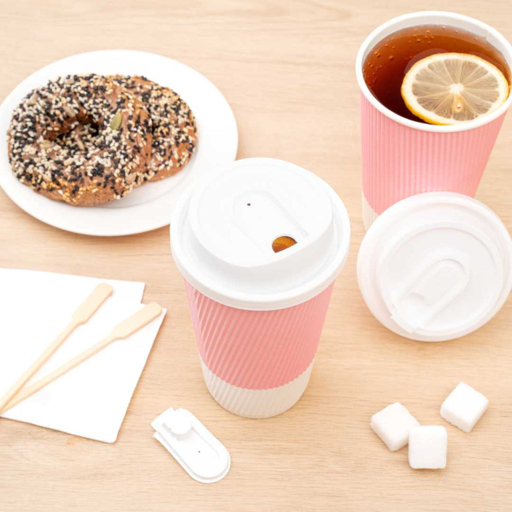 Restpresso White Plastic Coffee Cup Lid - with Detachable Plug, Fits 8, 12, 16 and 20 oz - 500 count box