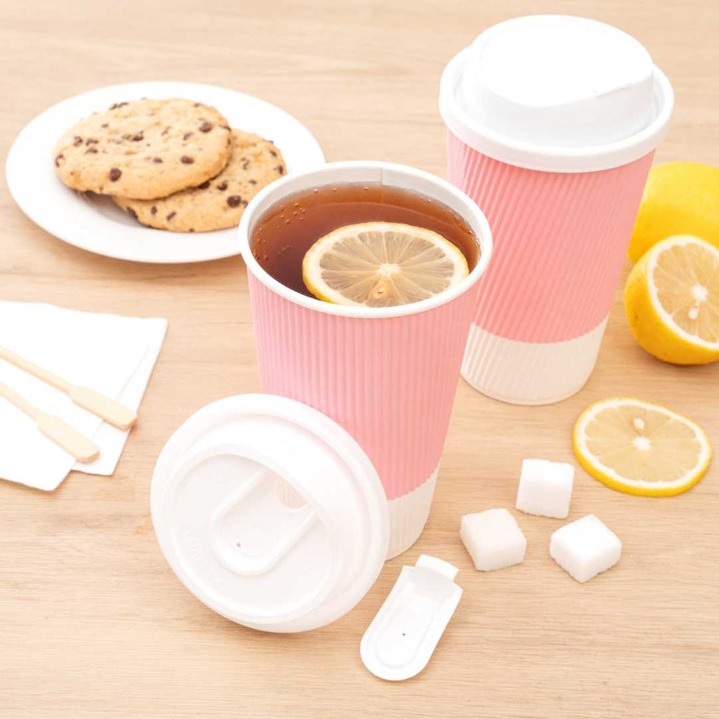 Restpresso White Plastic Coffee Cup Lid - with Detachable Plug, Fits 8, 12, 16 and 20 oz - 500 count box