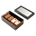 Cater Tek Rectangle Black Paper Catering Box - with Window Lid - 10 1/4" x 6" x 3 1/4" - 10 count box