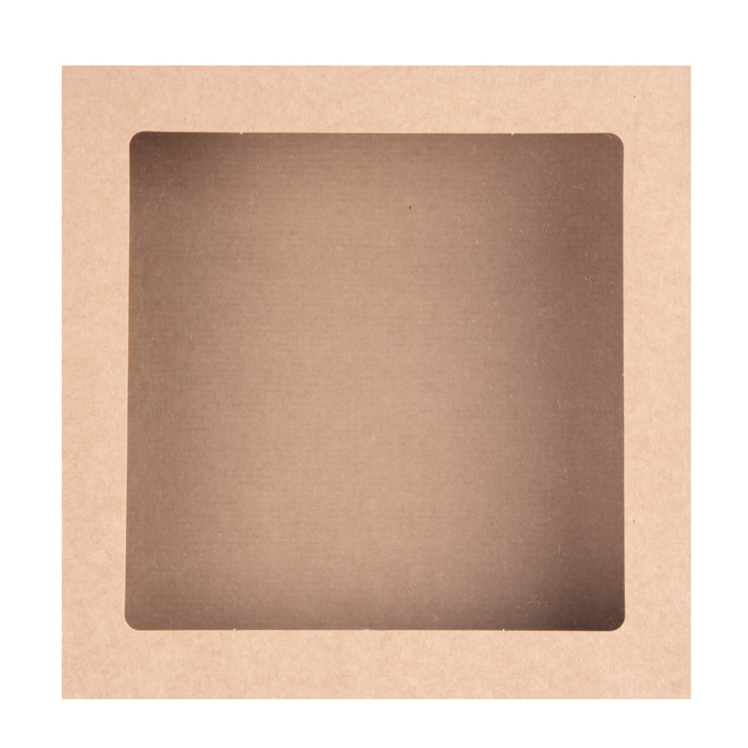 Cater Tek Square Kraft Paper Catering Box - with Window Lid - 9" x 9" x 2 1/4" - 10 count box