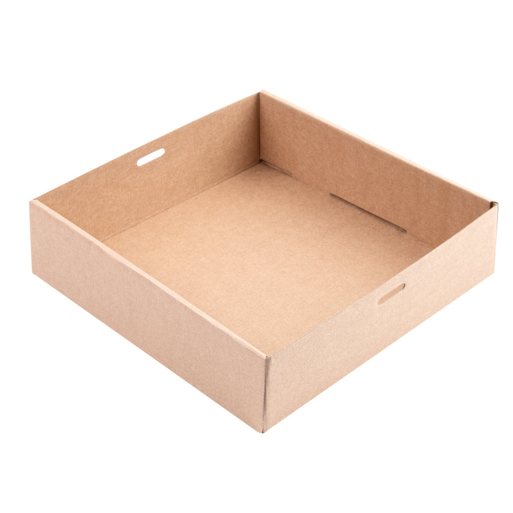 Cater Tek Square Kraft Paper Catering Box - with Window Lid - 9" x 9" x 2 1/4" - 10 count box