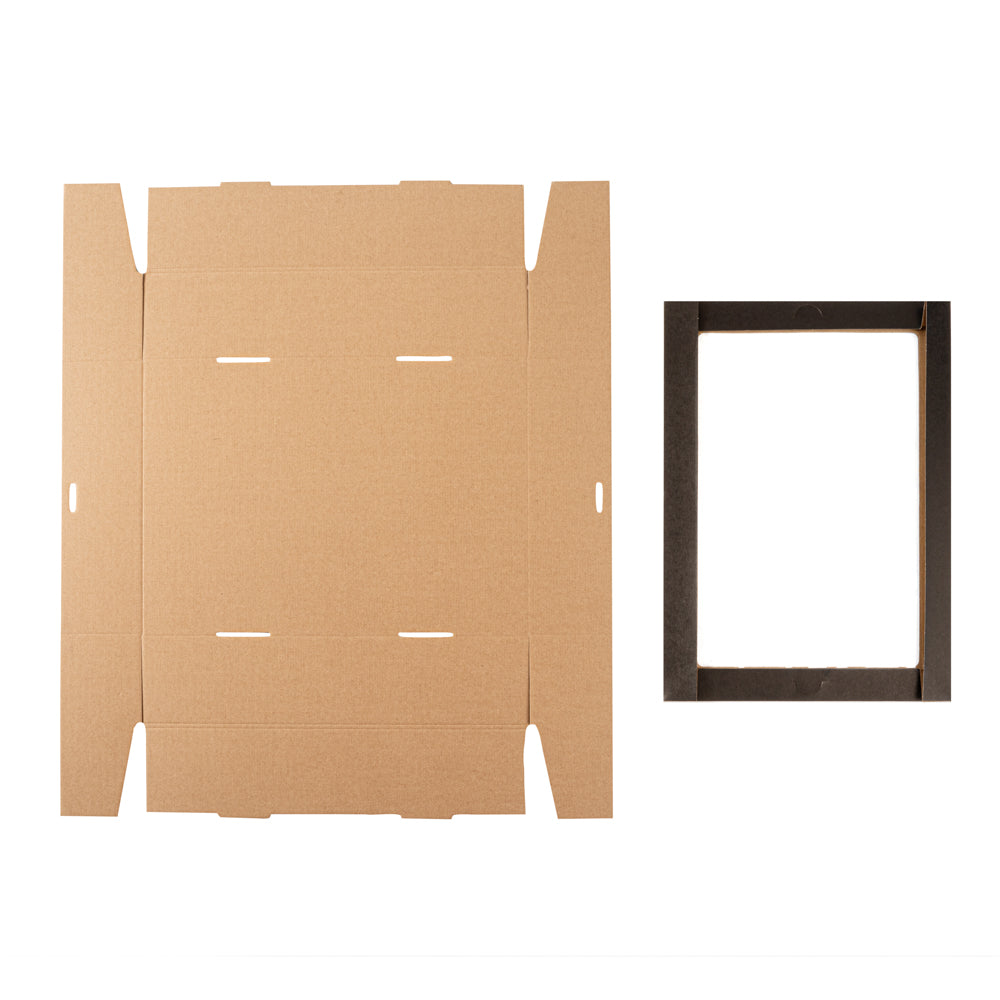 Cater Tek Rectangle Black Paper Catering Box - with Window Lid - 14 1/4" x 10" x 3 1/4" - 100 count box