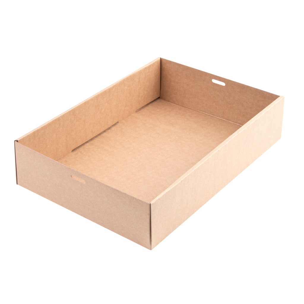 Cater Tek Rectangle Kraft Paper Catering Box - with Window Lid - 14 1/4" x 10" x 3 1/4" - 10 count box