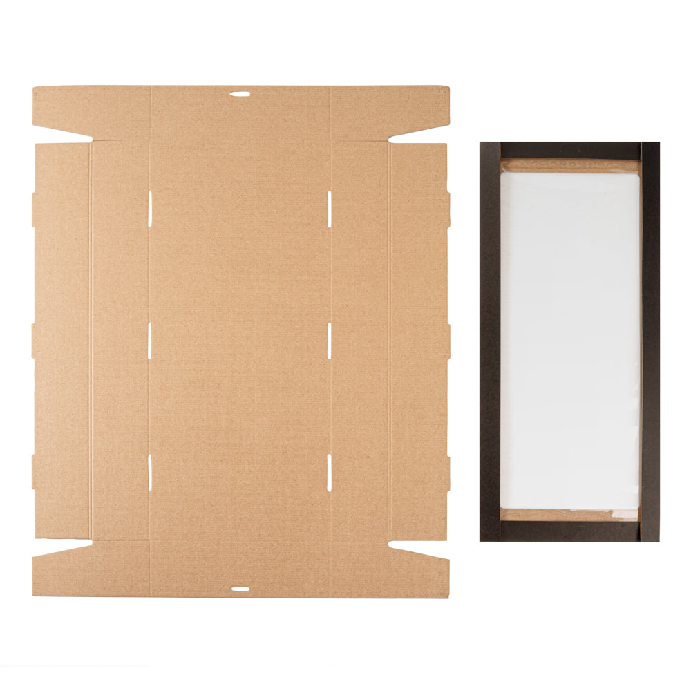 Cater Tek Rectangle Black Paper Catering Box - with Window Lid - 22 1/4" x 10" x 3 1/4" - 10 count box