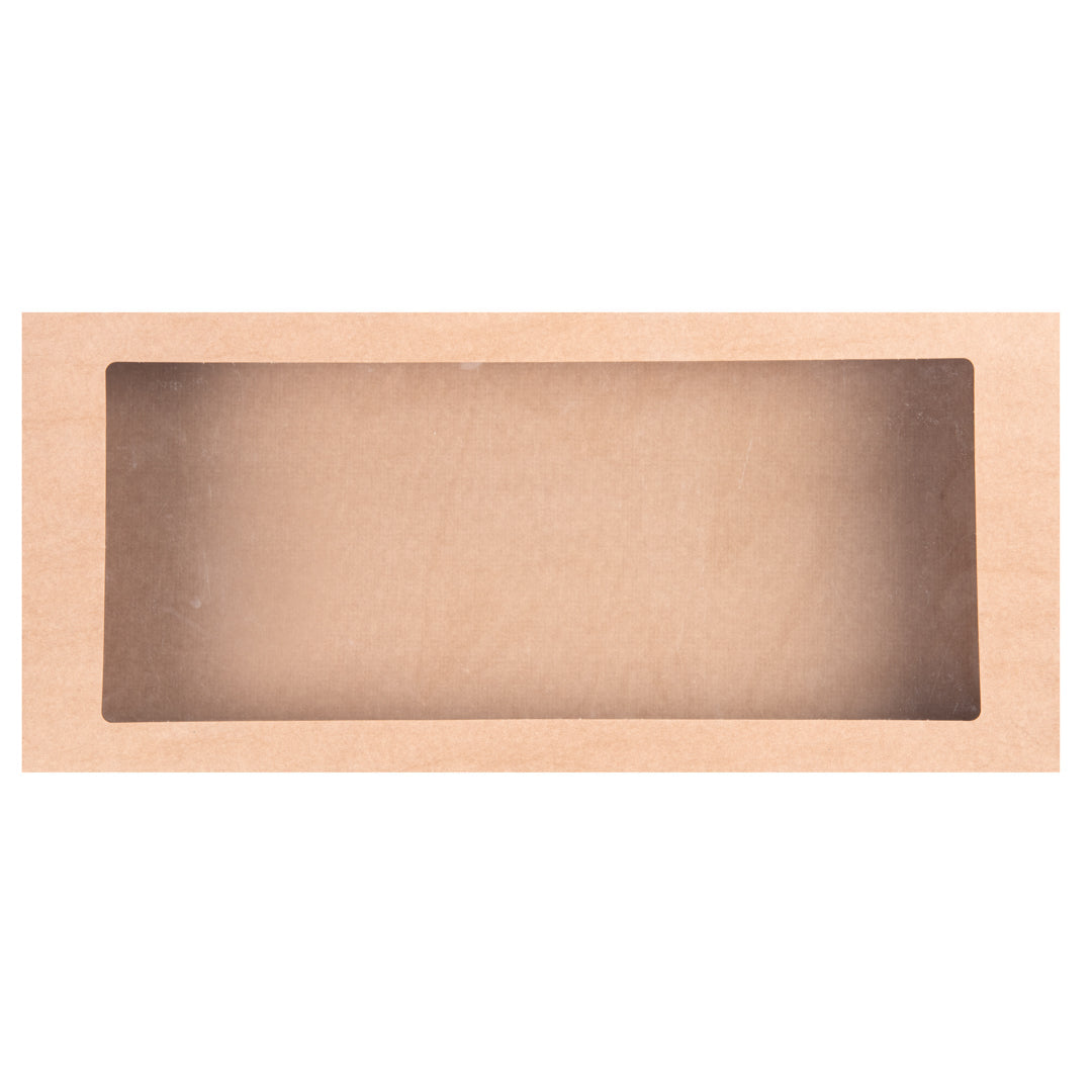 Cater Tek Rectangle Kraft Paper Catering Box - with Window Lid - 22 1/4" x 10" x 3 1/4" - 10 count box