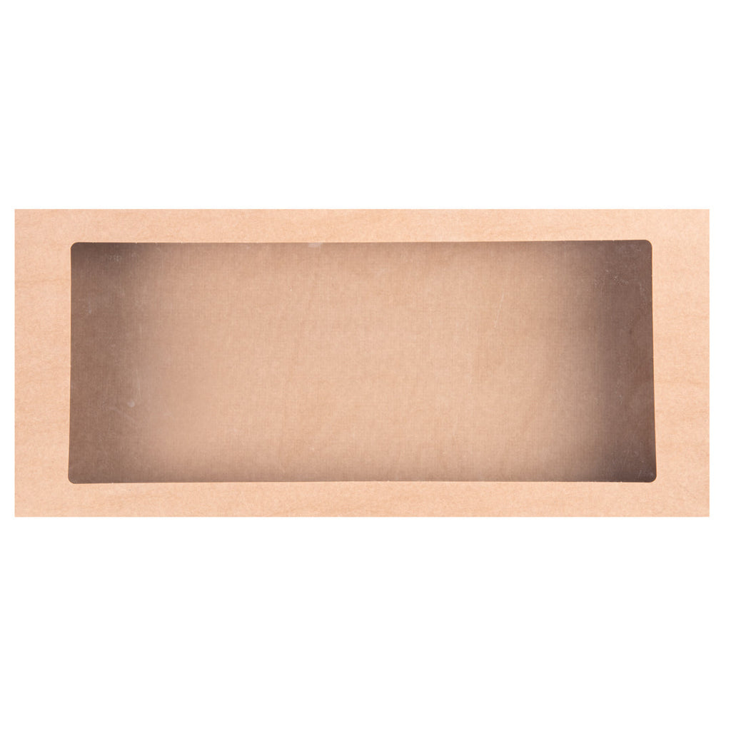 Cater Tek Rectangle Kraft Paper Catering Box - with Window Lid - 22 1/4" x 10" x 3 1/4" - 100 count box