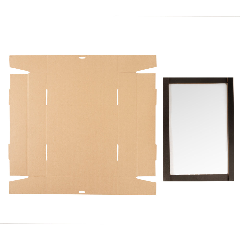 Cater Tek Rectangle Black Paper Catering Box - with Window Lid - 18" x 12 1/4" x 3 1/4" - 100 count box