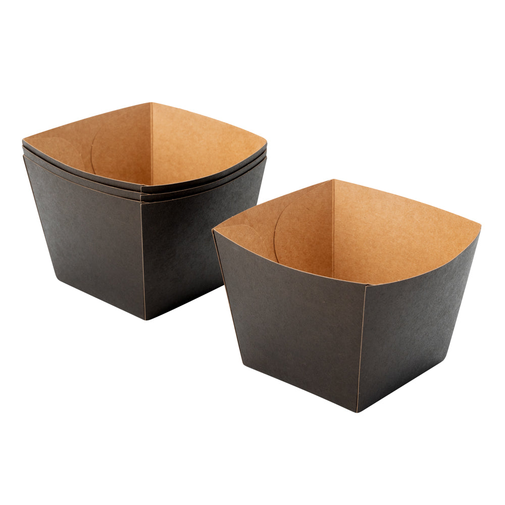 Bio Tek Square Black Paper Snack Box - 4 1/4" x 4 1/4" x 3 1/4" - 200 count box